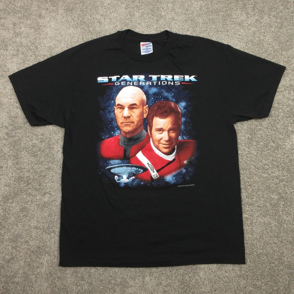 Vintage Star Trek Shirt Mens XL Black Generations 1994 Promo Graphic Tee‎ EUC